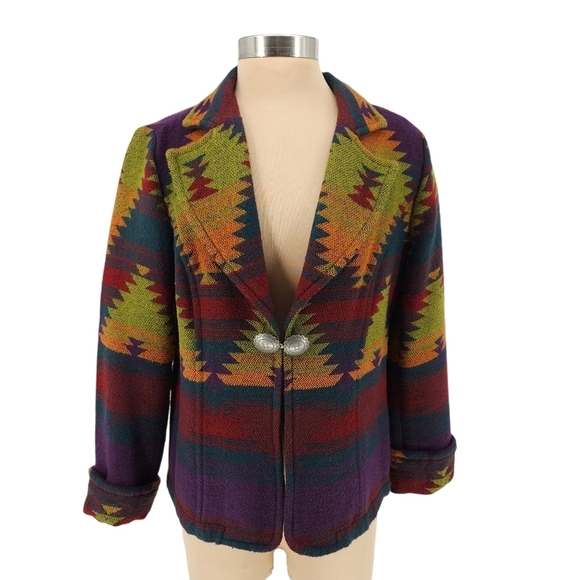 Coldwater Creek Jackets & Blazers - Coldwater Creek Southwestern Tapestry Jacket Concho Button Long Sleeve Western